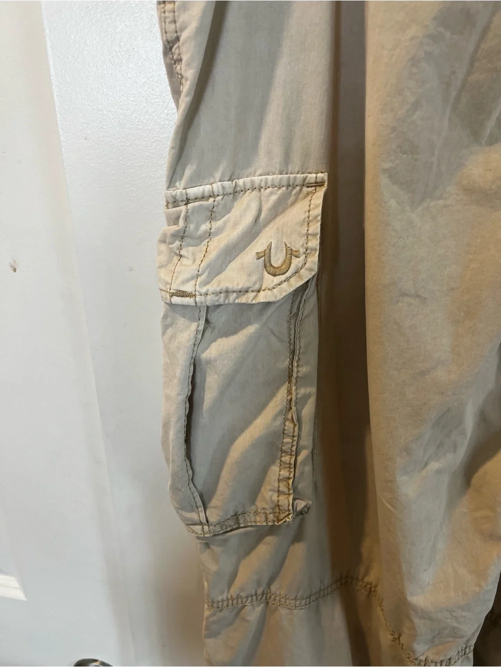 True Religion Men's Cargo Pants in Beige - Lightweight Casual Workwear